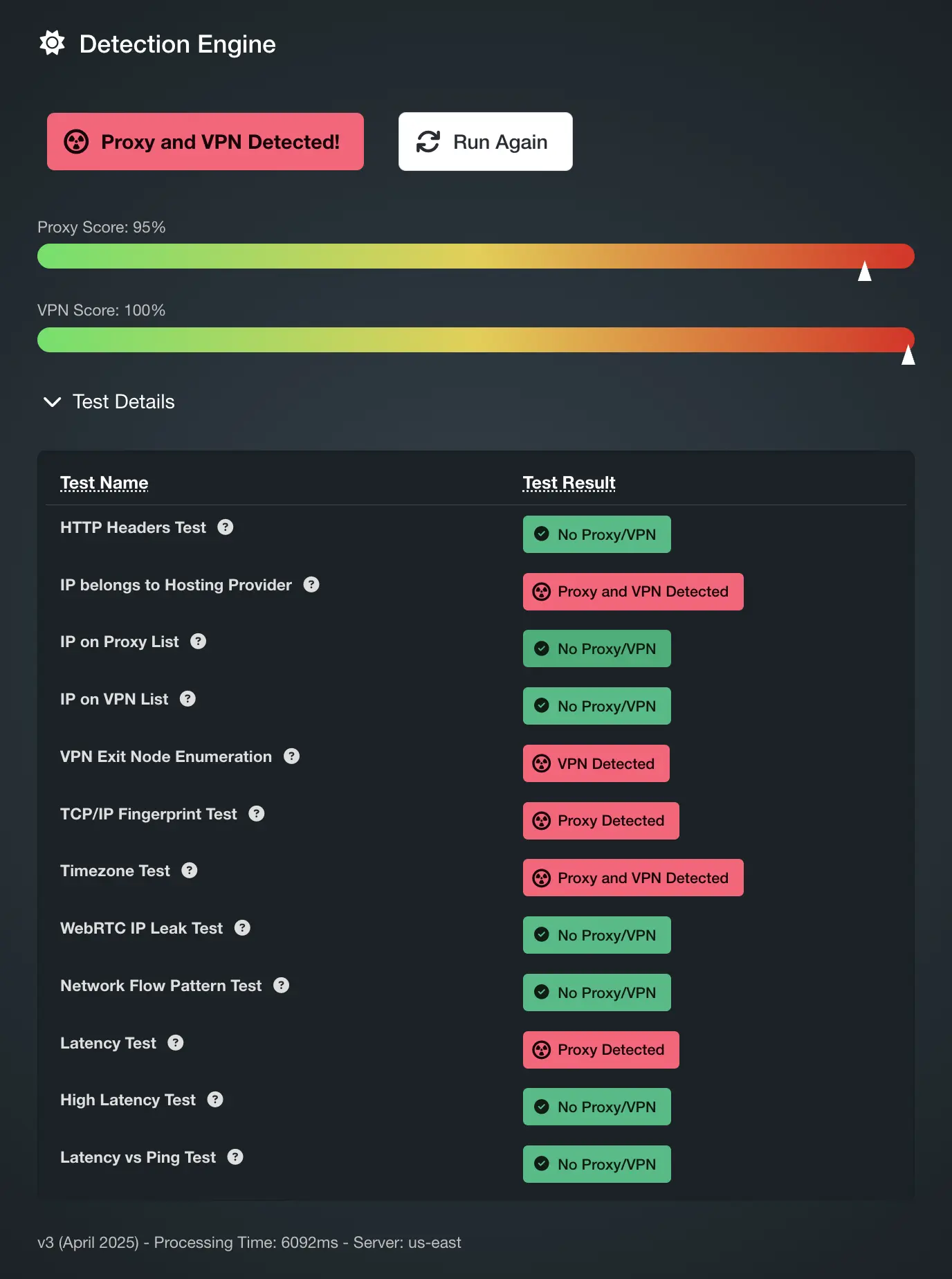 ExpressVPN detection screenshot