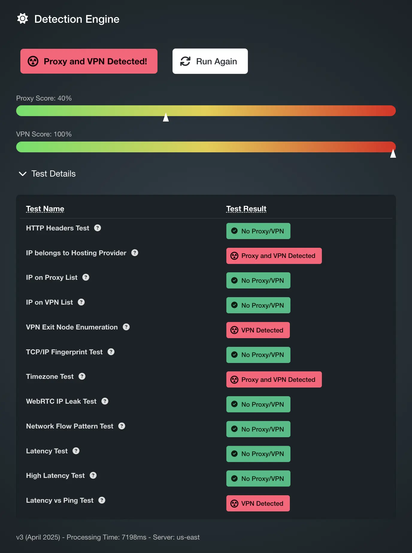 Mullvad detection screenshot
